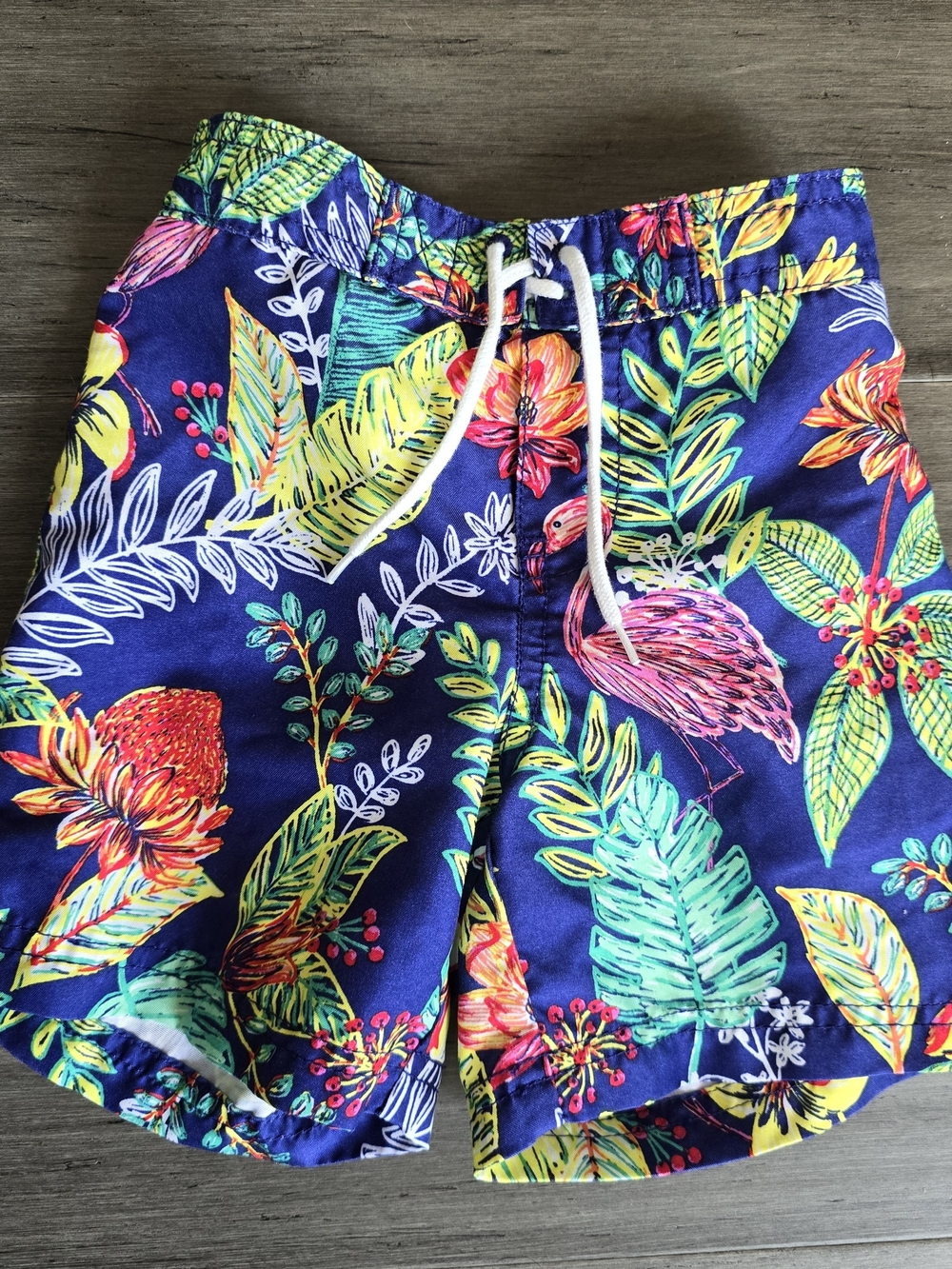 Janie and Jack Swim Trunks Tropical Flamingo Beach Navy 18-24 months